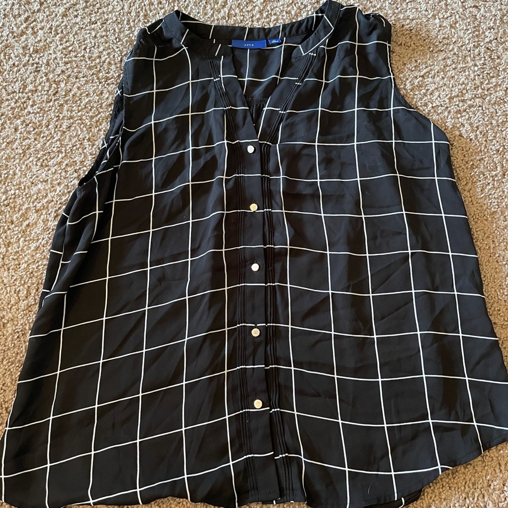 Apt 9 XL Black and White Workwear Blouse